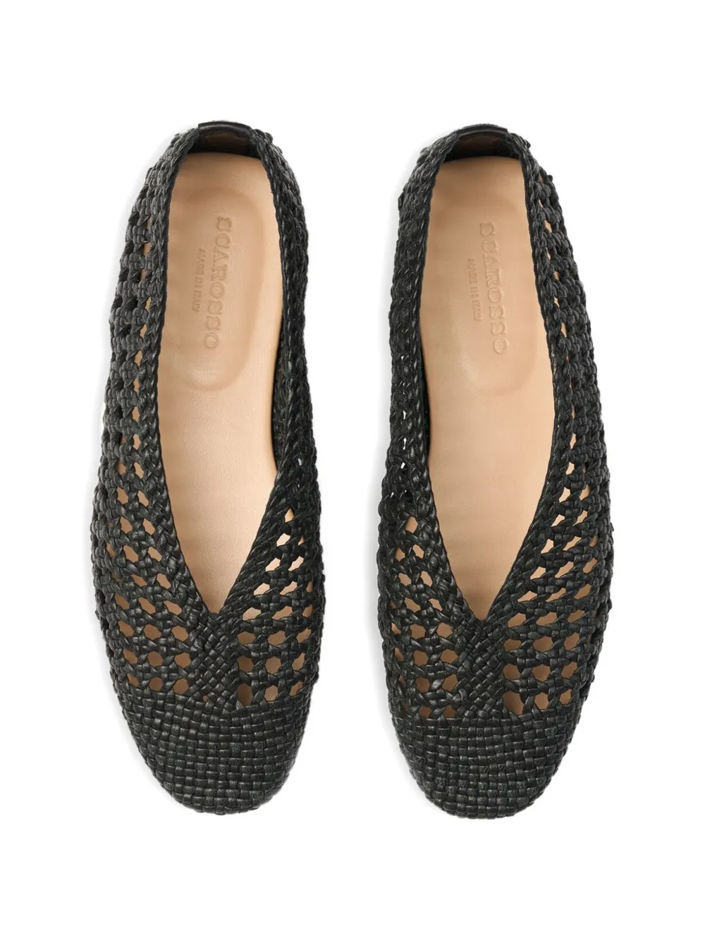 Scarosso woven-leather ballet flats Groen
