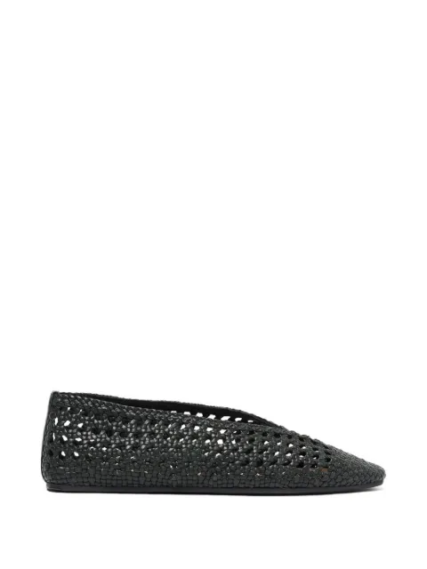 Scarosso flats de piel entretejida
