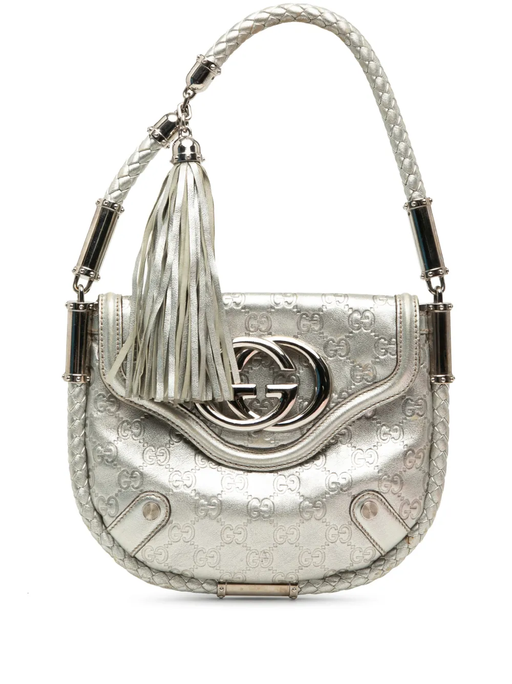 Gucci Pre-Owned 2000-2015 Medium Metallic Guccissima Britt Tassel Flap handbag - Argento