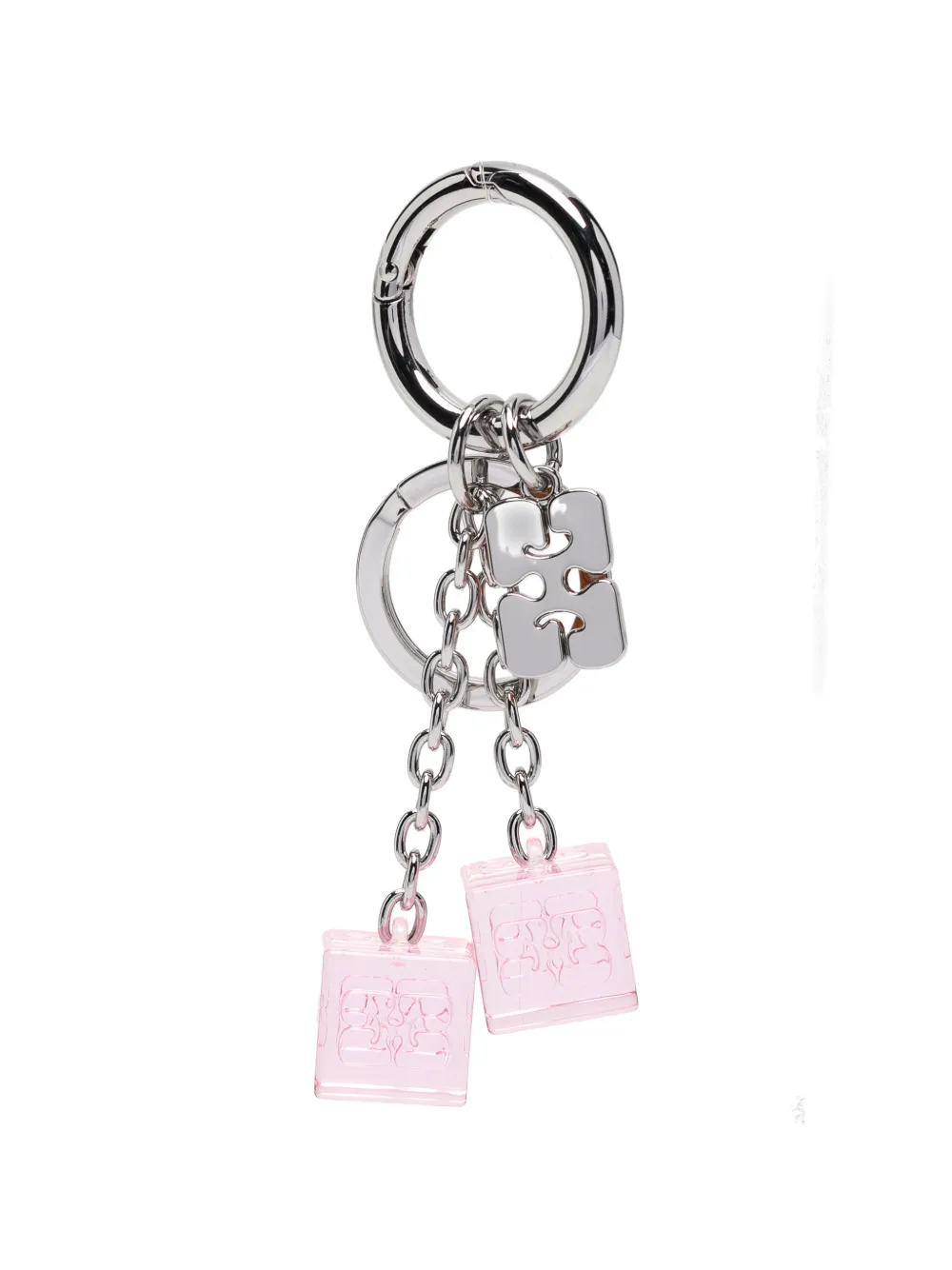 GANNI logo-plaque dice keyring - Silber