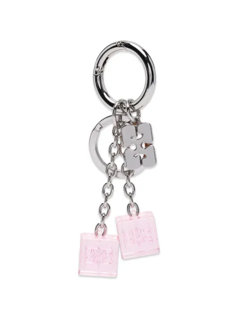 GANNI logo-plaque dice keyring