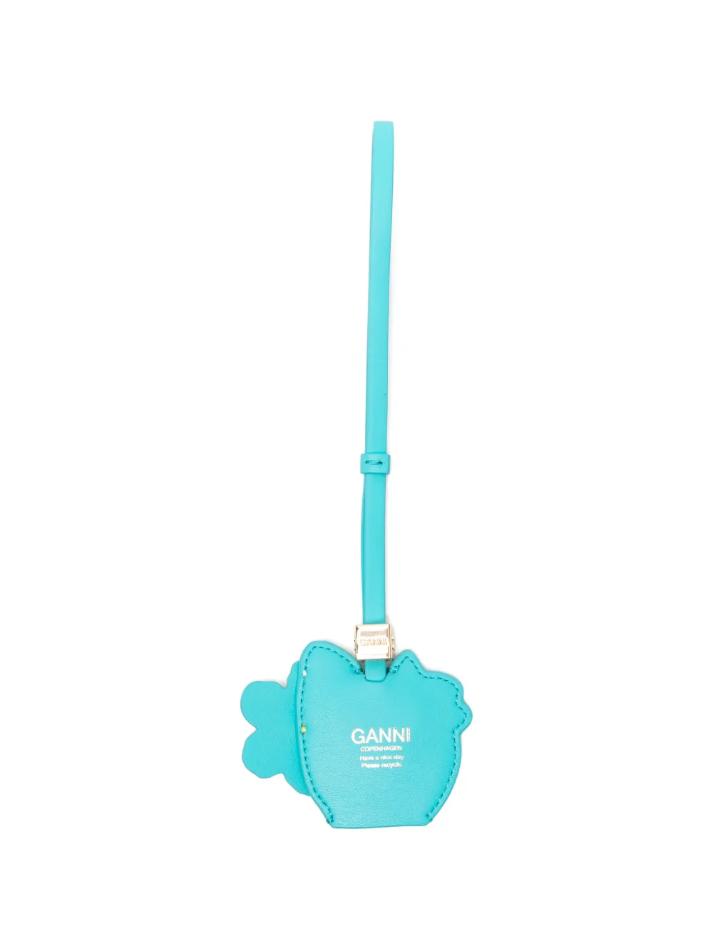 GANNI Sleutelhanger met aardbeienpatroon en bloemdetail Blauw