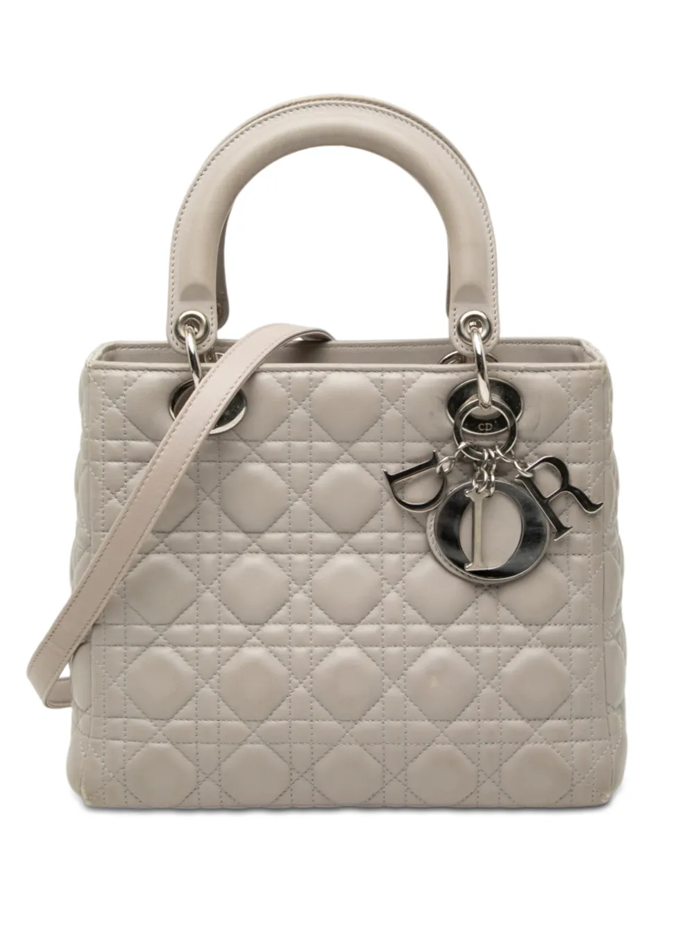 Christian Dior Pre-Owned 2011 Medium Lambskin Cannage Lady Dior satchel - Grey