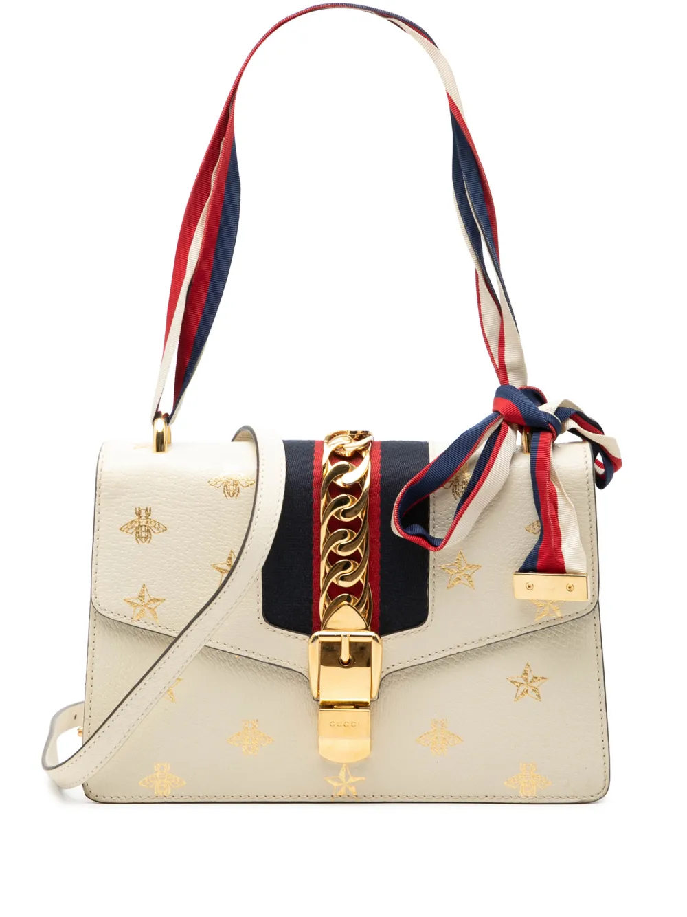 Gucci Pre-Owned 2016-2026 Small Calfkin Bee Star Sylvie satchel - Bianco