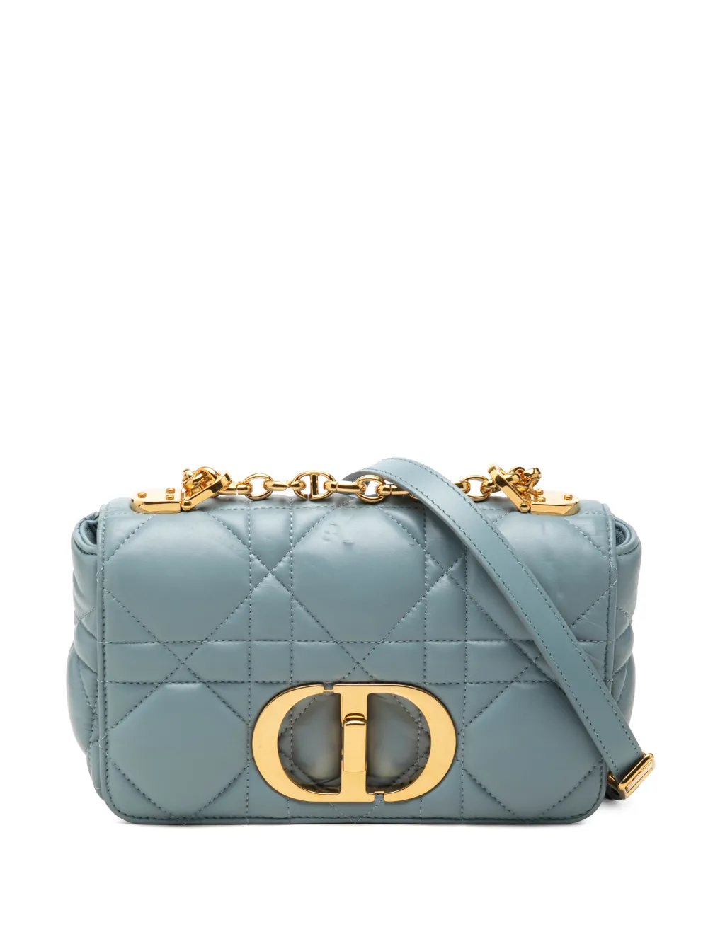 Christian Dior Pre-Owned 2022 Small Lambskin Macrocannage Caro crossbody bag - Blue