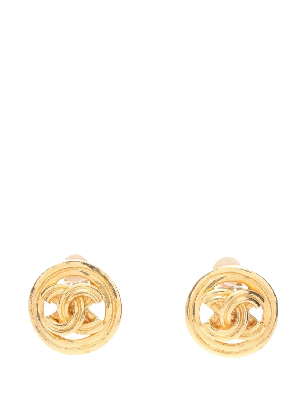 CHANEL Pre-Owned Orecchini tondi CC a clip con placcatura oro 1996