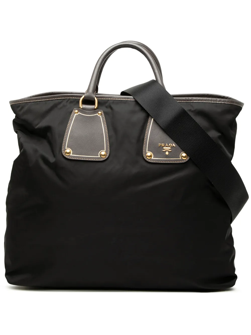 Prada Pre-Owned Borsa a tracolla in tessuto con rifinitura in pelle Saffiano 2000-2013 - Marrone