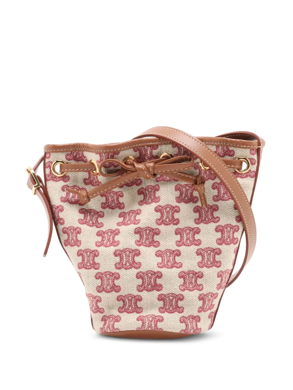 Celine Pre-Owned 2021-2026 Micro Triomphe Embroidered Canvas Drawstring bucket bag - Neutrals