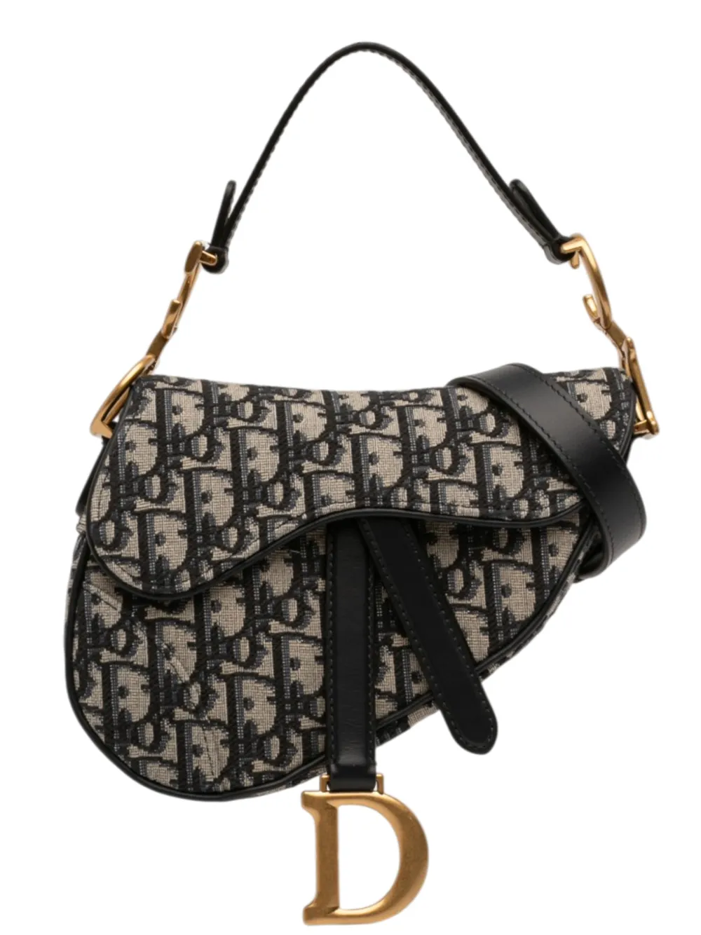 Christian Dior Pre-Owned 2024 Mini Oblique Canvas Saddle Bag satchel - Blu