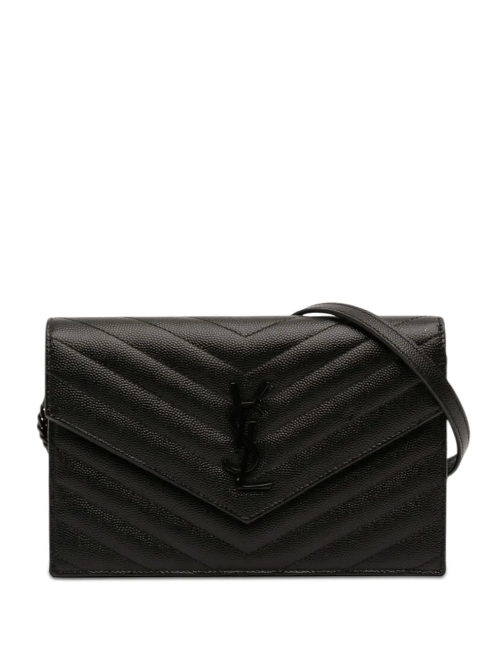 Saint Laurent Pre-Owned 2017 Grain De Poudre Cassandre Monochrome Envelope Chain Wallet crossbody bag - Nero