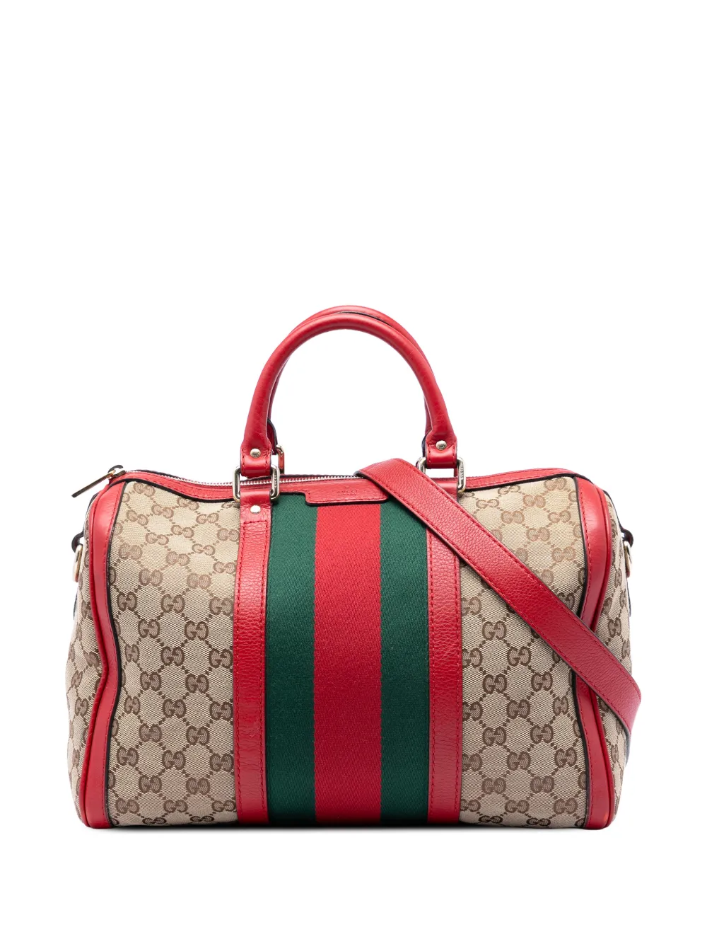 Gucci Pre-Owned 2016-2026 Medium GG Canvas Web Joy Boston Bag satchel - Rosso
