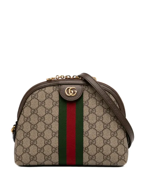 Gucci Pre-Owned маленькая сумка через плечо Ophidia Dome с узором GG Supreme и отделкой Web (2016-2026 годы)