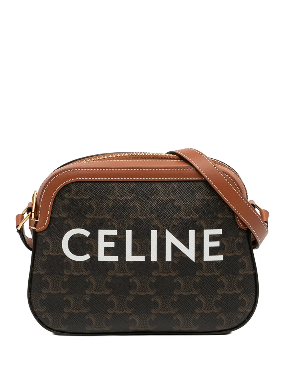 Celine Pre-Owned 2020 Small Triomphe Coated Canvas Logo Camera Bag crossbody bag - Marrone