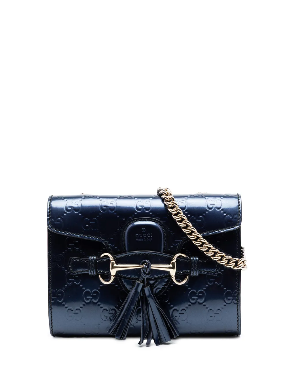 Gucci Pre-Owned 2016-2026 Mini Guccissima Patent Emily crossbody bag - Blu