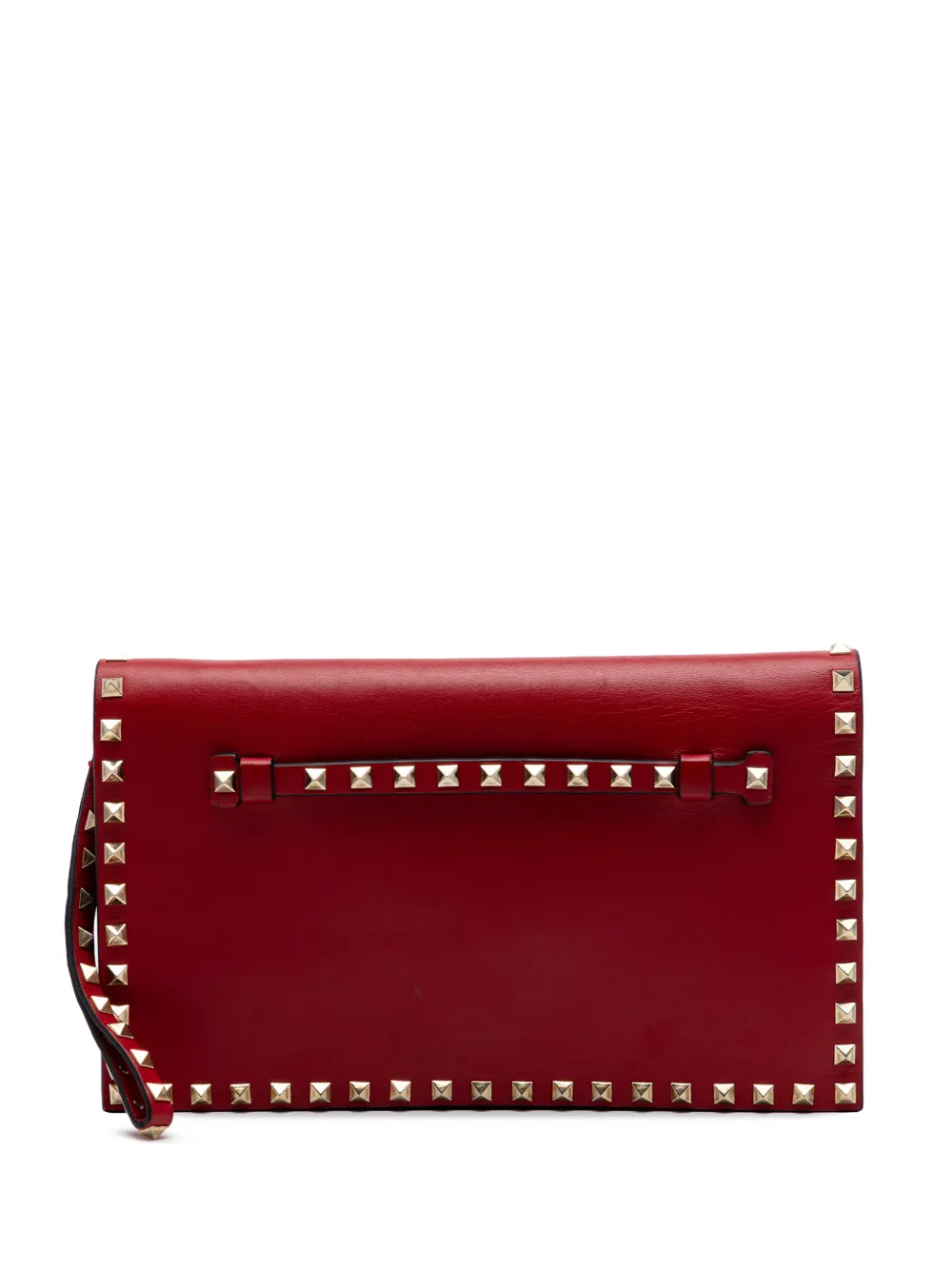 Valentino Garavani Pre-Owned 2000-2017 Nappa Rockstud Wristlet clutch bag - Rosso