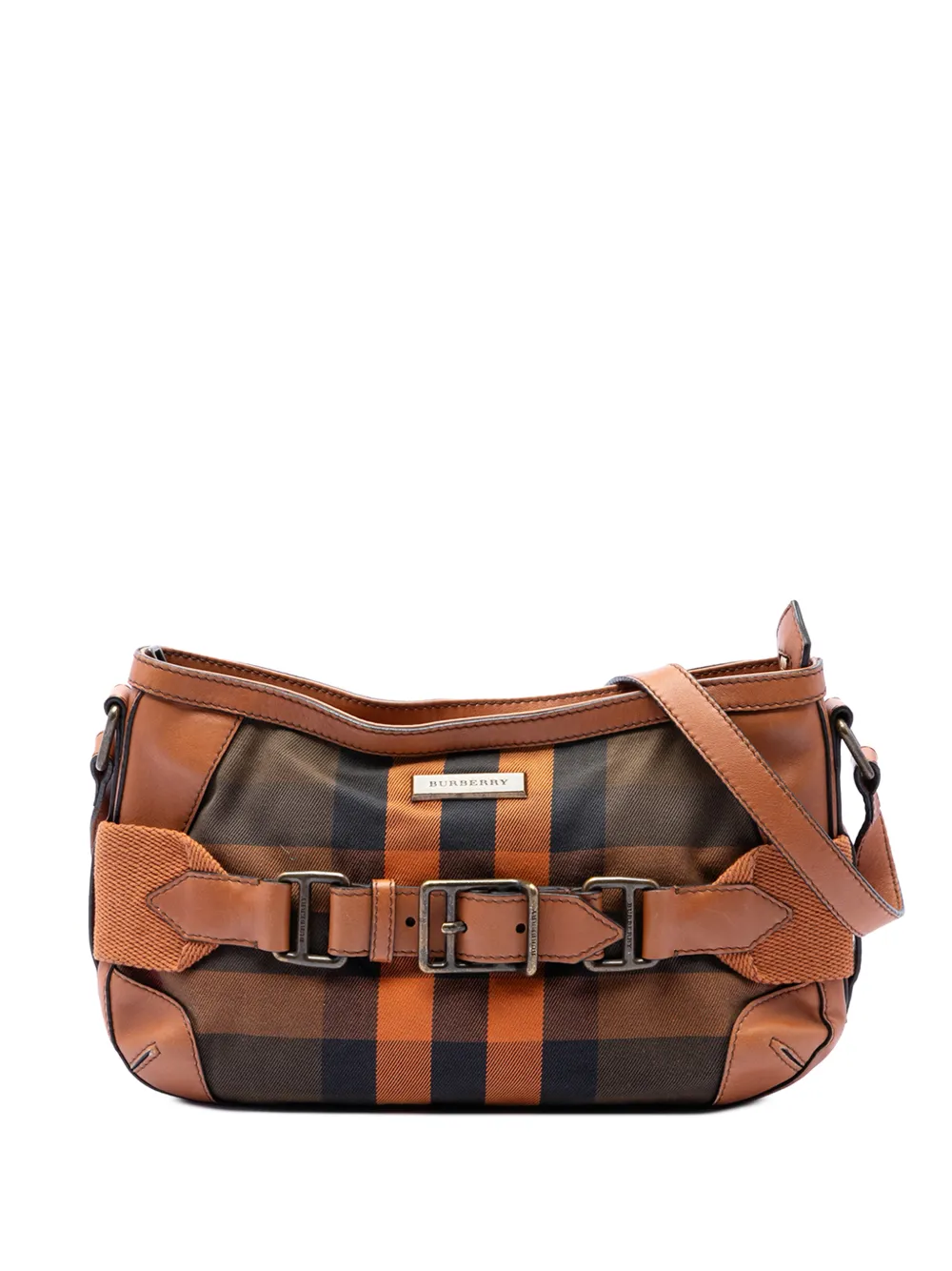 Burberry Pre-Owned 2000-2017 Mega Check Canvas and Leather Belted crossbody bag - Marrone