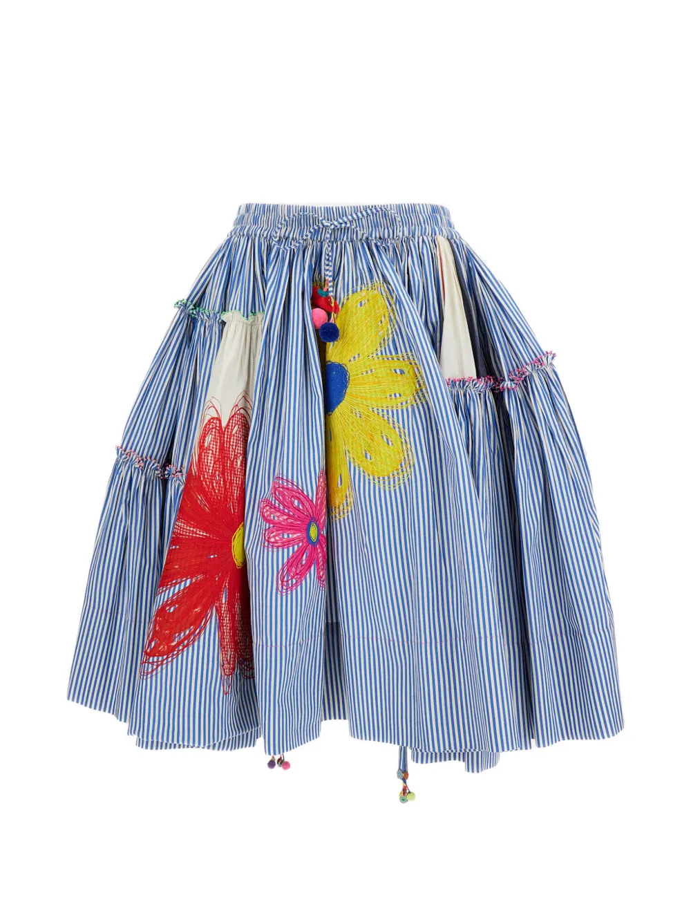Pero floral-embroidered ruffled mini skirt - Blu