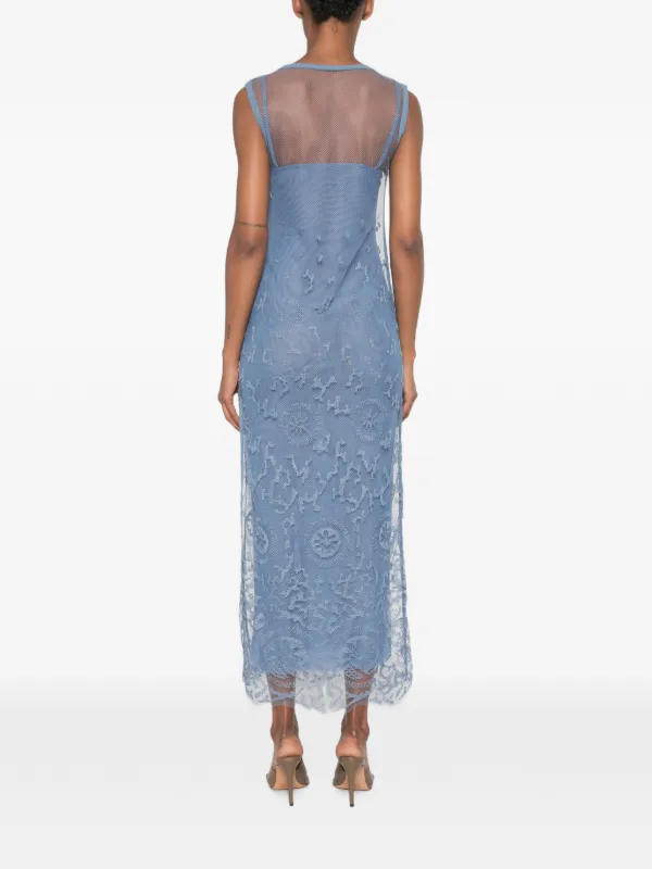 lace overlay dress blue Blue Lace Maxi Dress with Cut Out