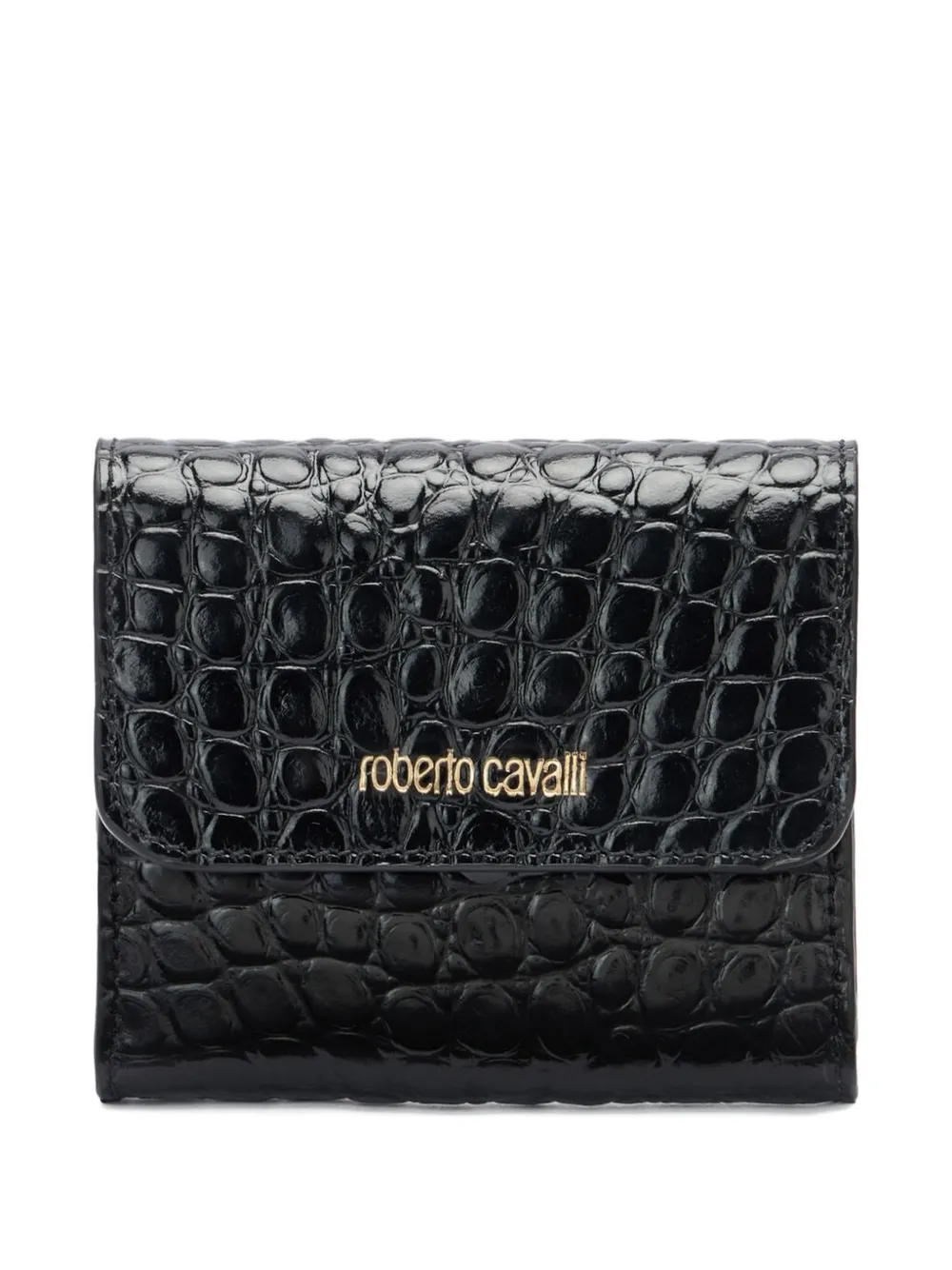 Roberto Cavalli croc-effect logo-lettering card holder - Nero