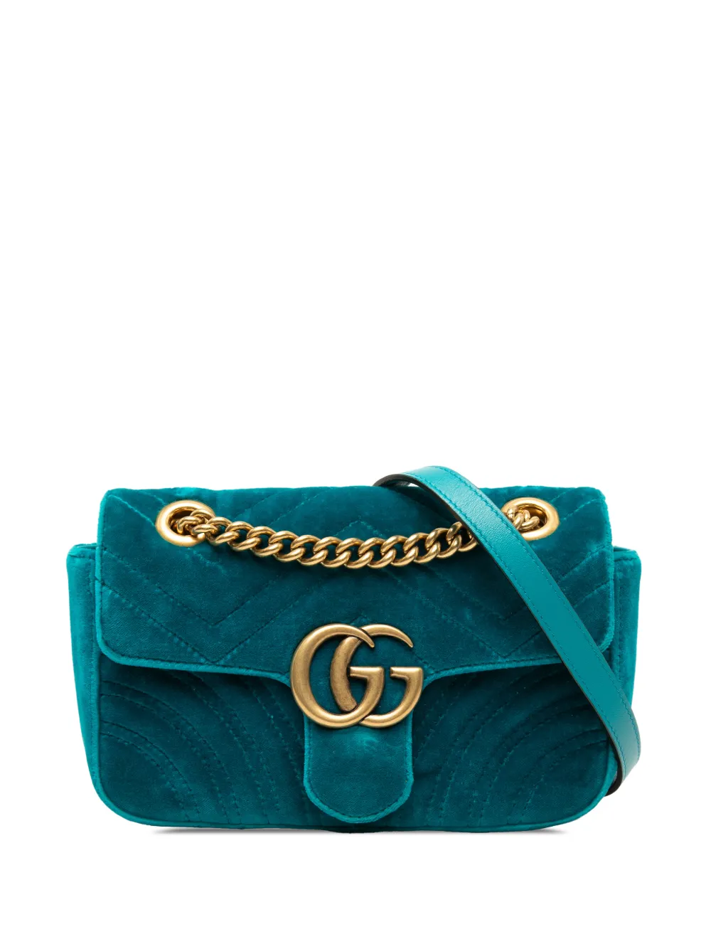 Gucci Pre-Owned 2016-2026 Small GG Marmont Matelasse Velvet shoulder bag - Blu