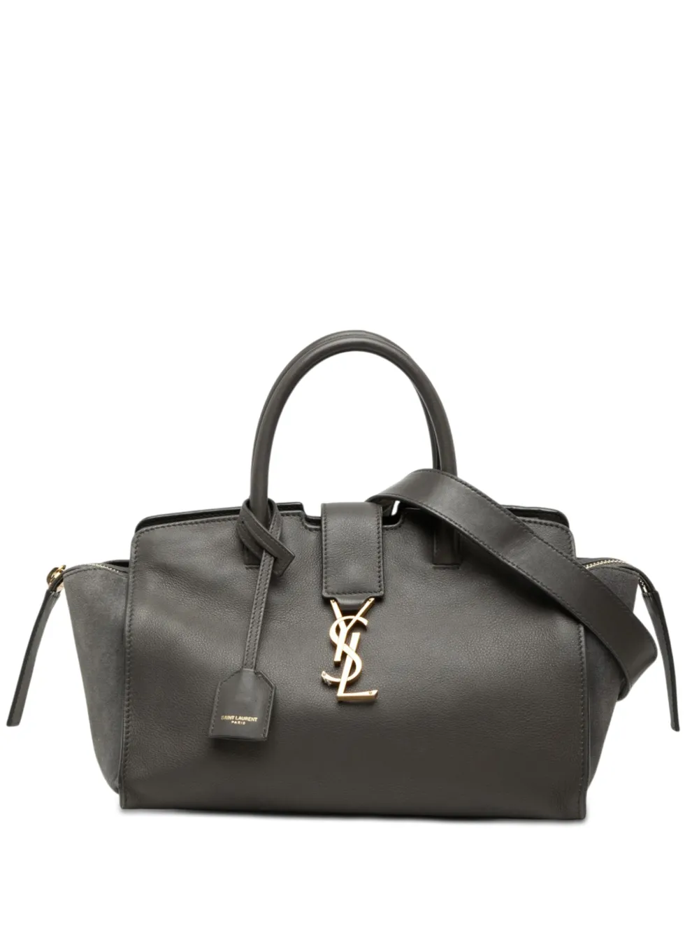 Saint Laurent Pre-Owned 2017 Baby Leather Monogram Downtown Cabas satchel - Grey