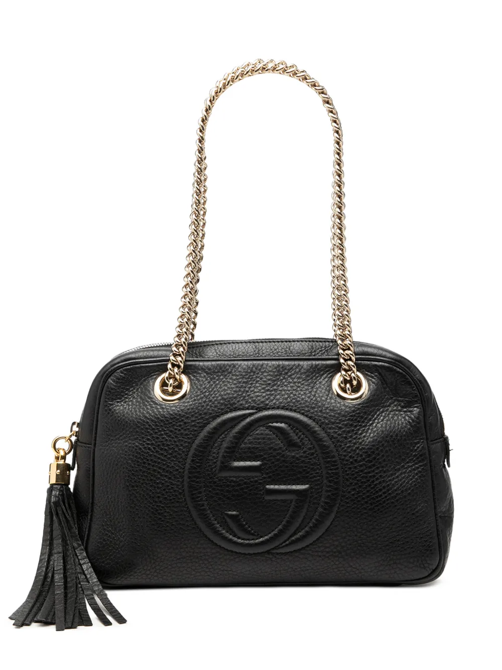 Gucci Pre-Owned Borsa a spalla Soho in pelle zigrinata con catena e zip 2000-2015 - Nero
