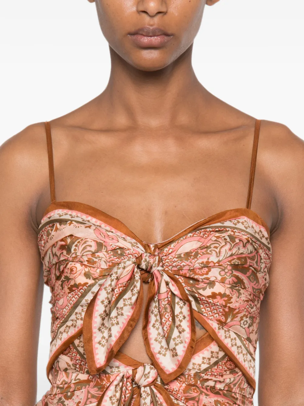 ZIMMERMANN Aster midi-jurk met sjaal Roze