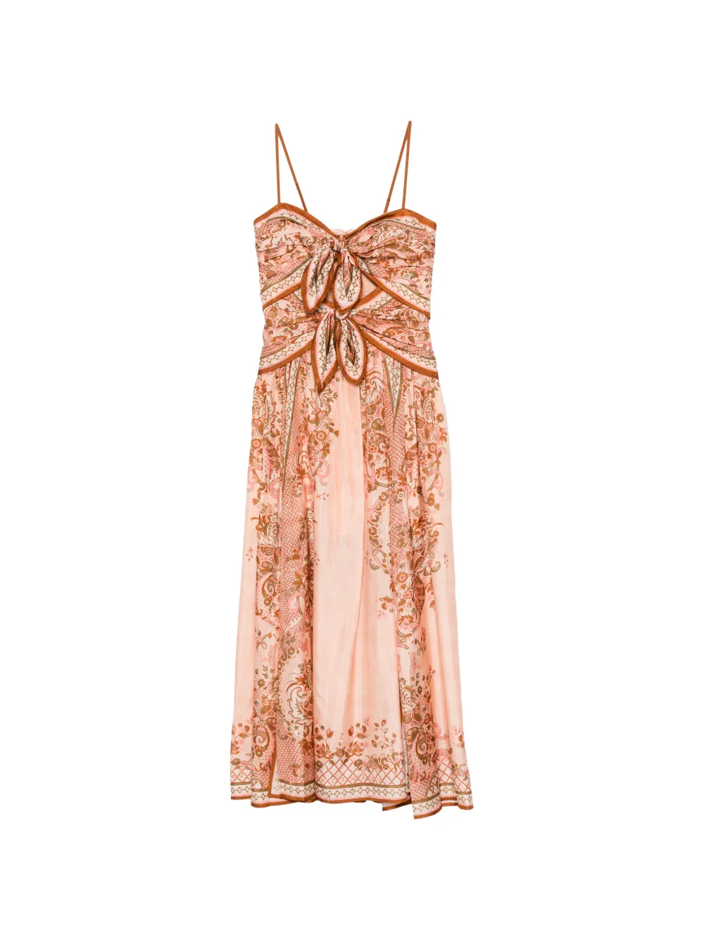 ZIMMERMANN Aster paisley-print knot-detail midi dress - Rosa
