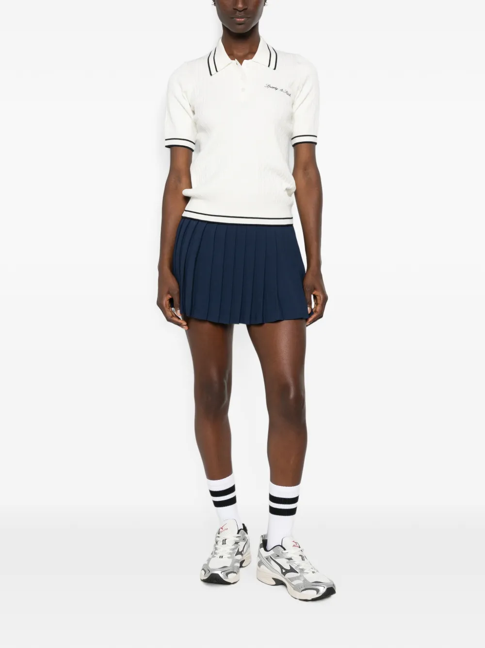 Sporty & Rich cable-knit polo shirt - Toni neutri
