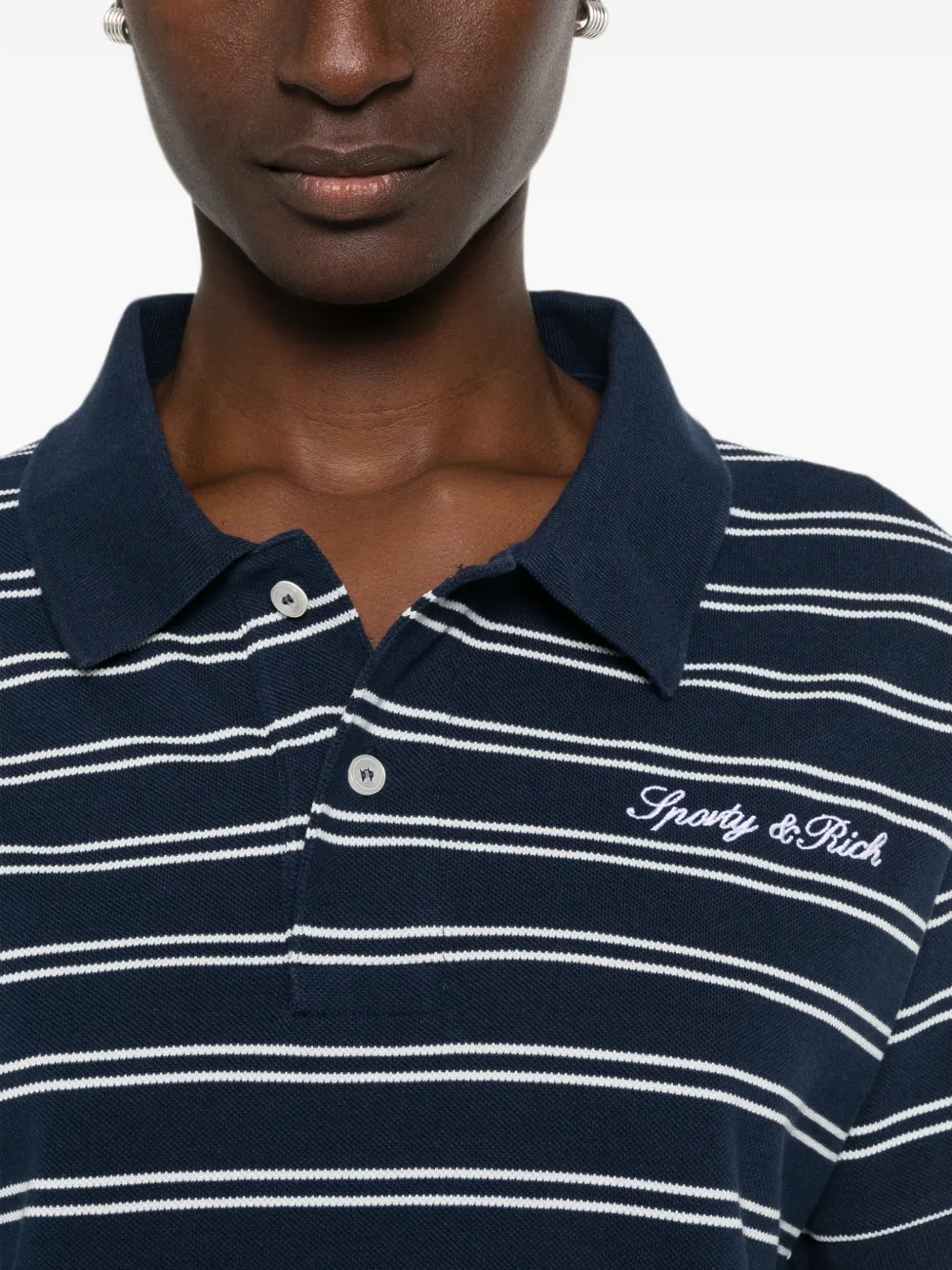Sporty & Rich Signature poloshirt met korte mouwen en logo Wit