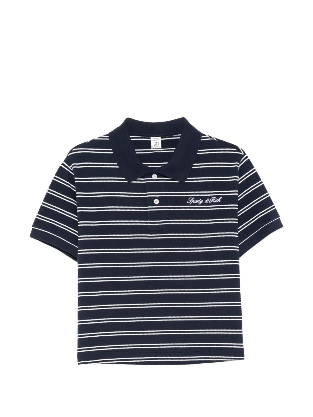 Sporty & Rich Signature logo striped short-sleeve polo shirt - White