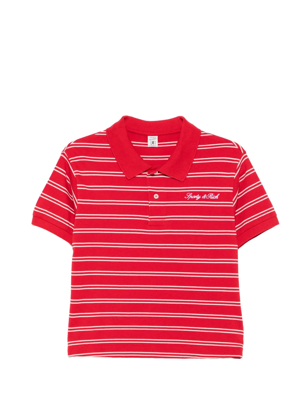 Sporty & Rich striped logo-embroidered cotton polo shirt - Rosso