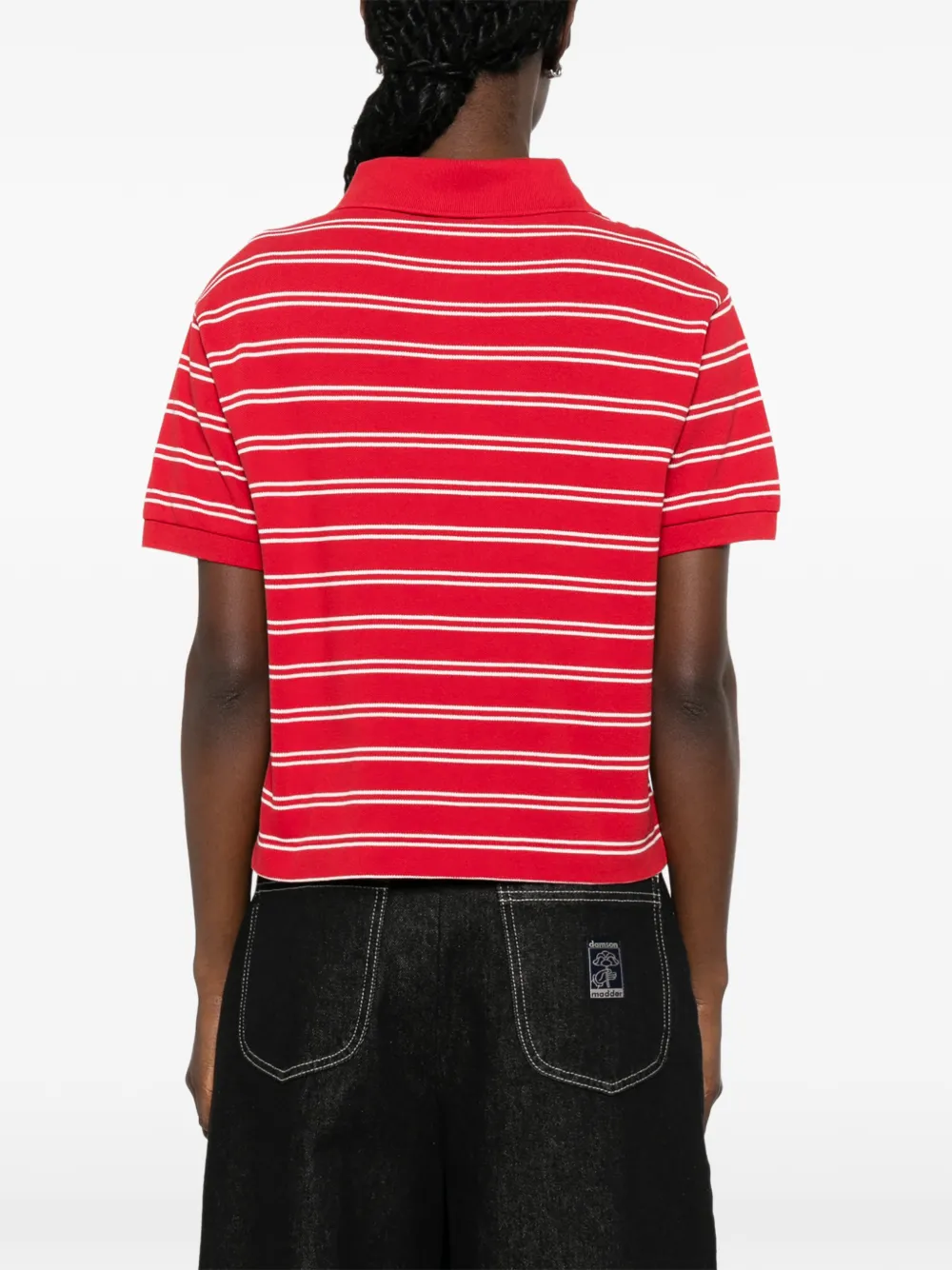 Sporty & Rich Gestreept katoenen poloshirt met geborduurd logo Rood