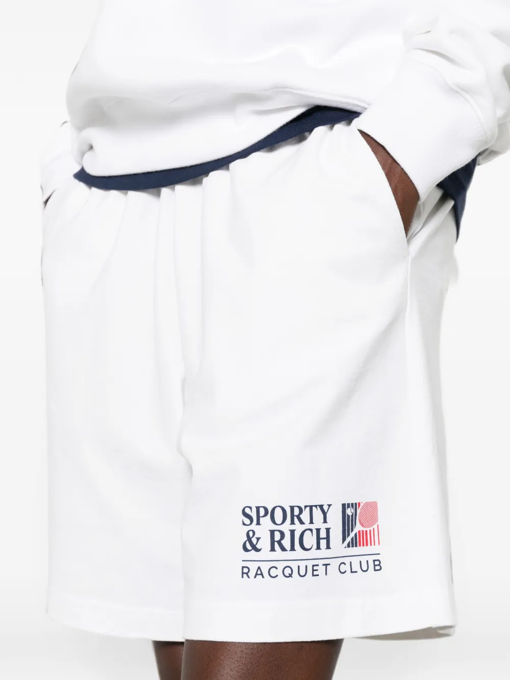 Sporty & Rich Lena elastische shorts met logo-print Wit