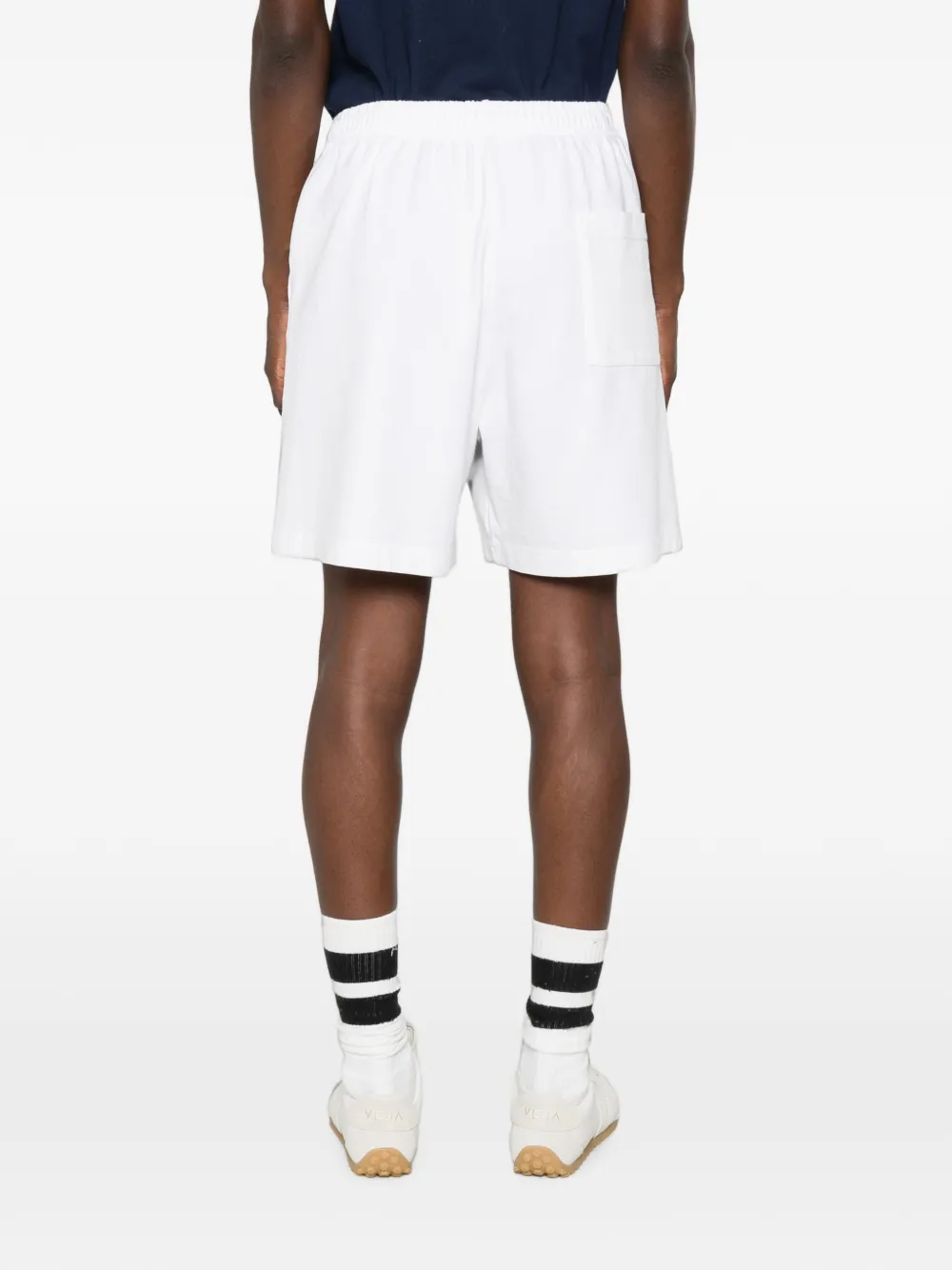 Sporty & Rich Lena elastische shorts met logo-print Wit