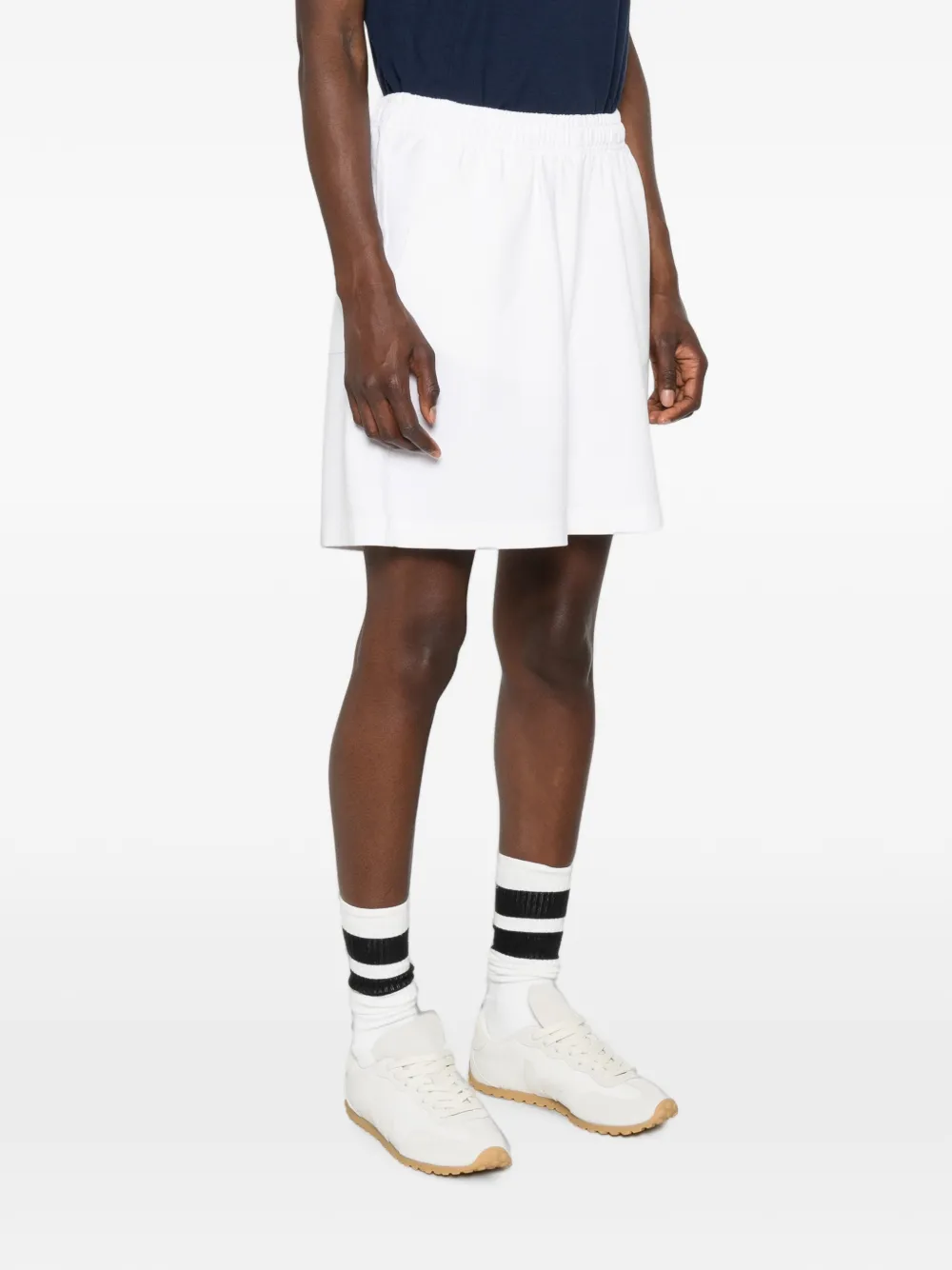 Sporty & Rich Lena elastische shorts met logo-print Wit