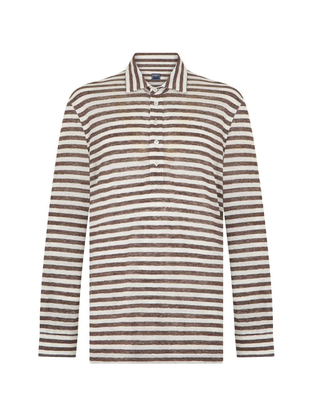 Fedeli striped long-sleeve polo shirt - Marrone