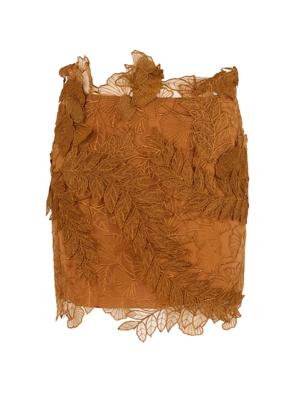 Alberta Ferretti floral-embroidered lace mini skirt - Braun