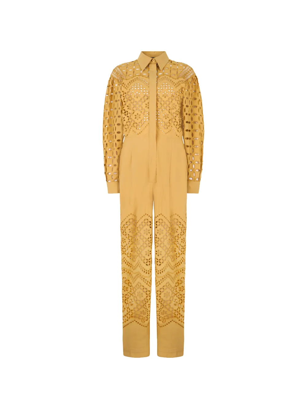 Alberta Ferretti broderie-anglaise long-sleeve jumpsuit - Giallo