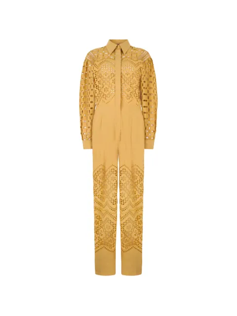 Alberta Ferretti broderie-anglaise long-sleeve jumpsuit