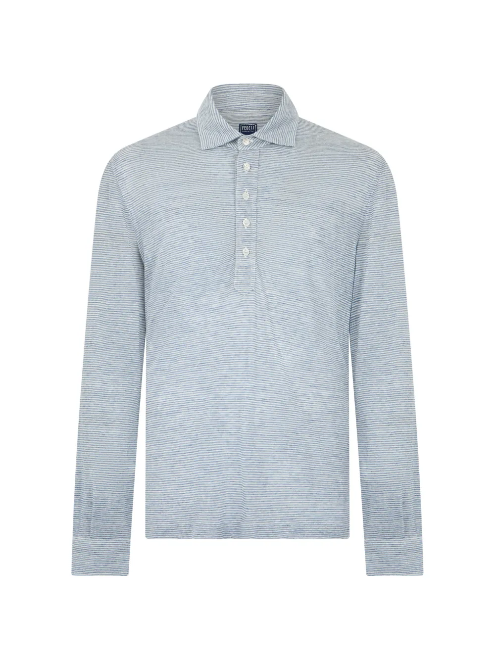 Fedeli striped long-sleeve polo shirt - Blu