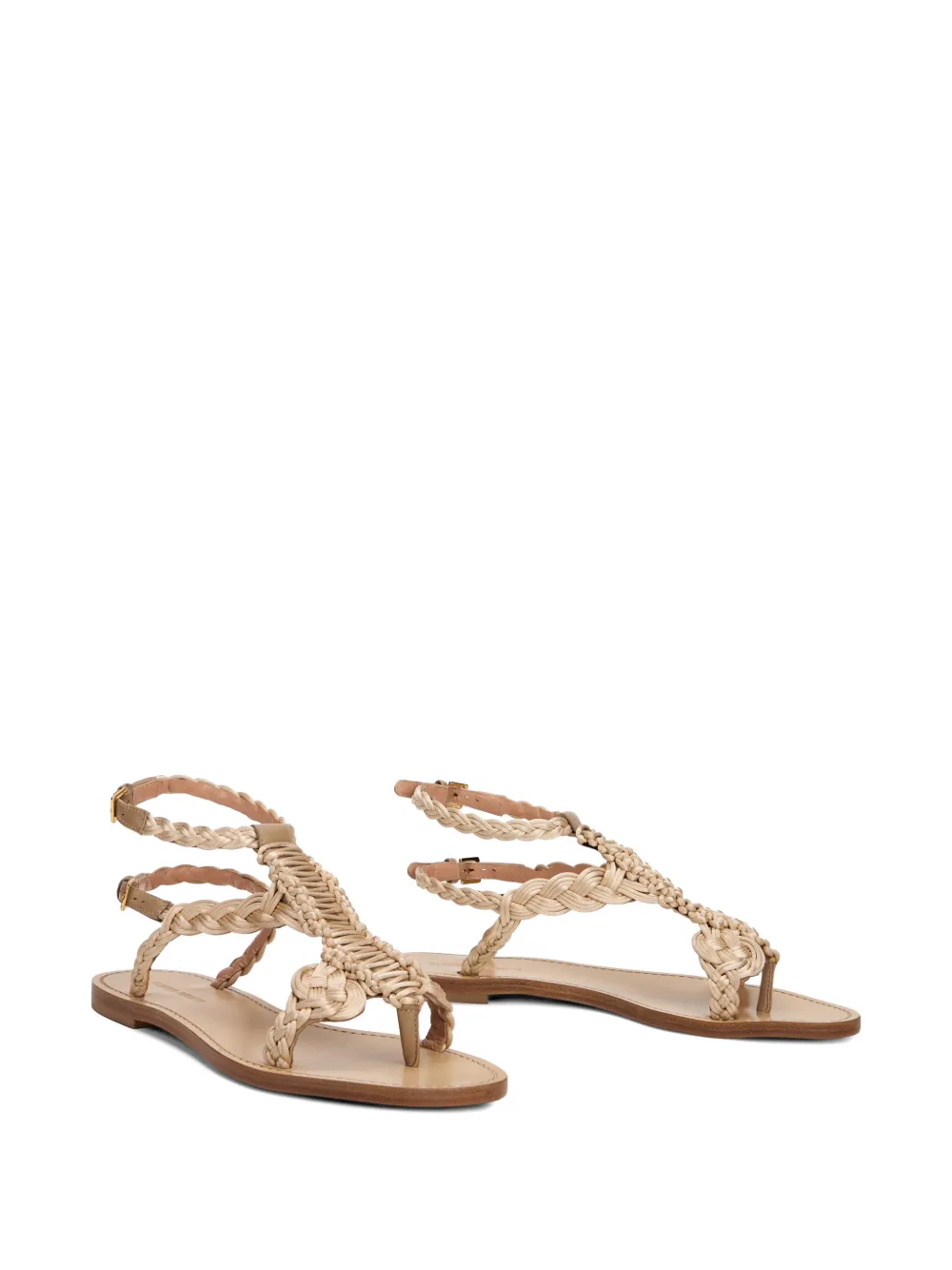 Alberta Ferretti braided double-strap sandals Beige