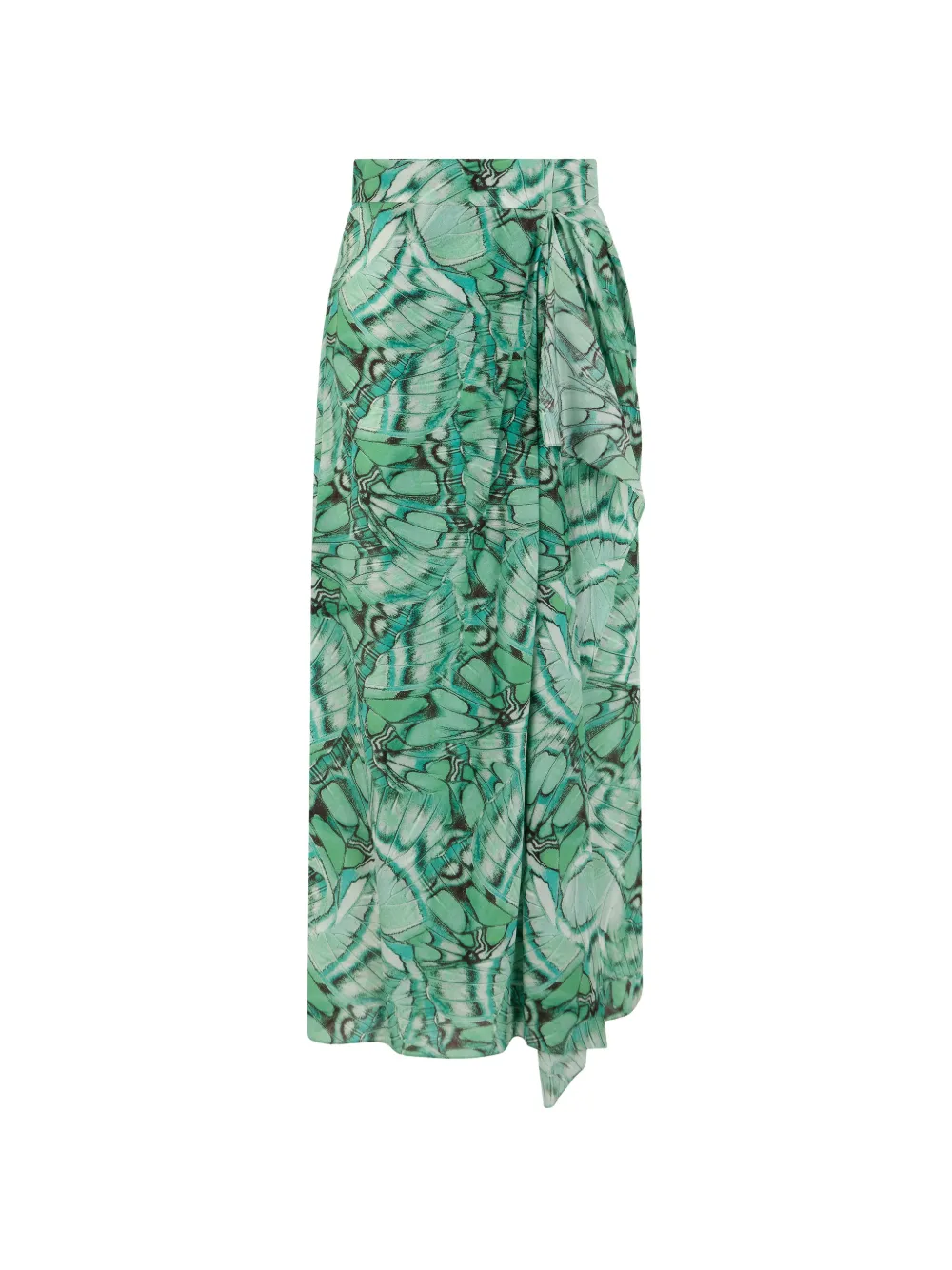 Alberta Ferretti butterfly-print silk skirt - Verde