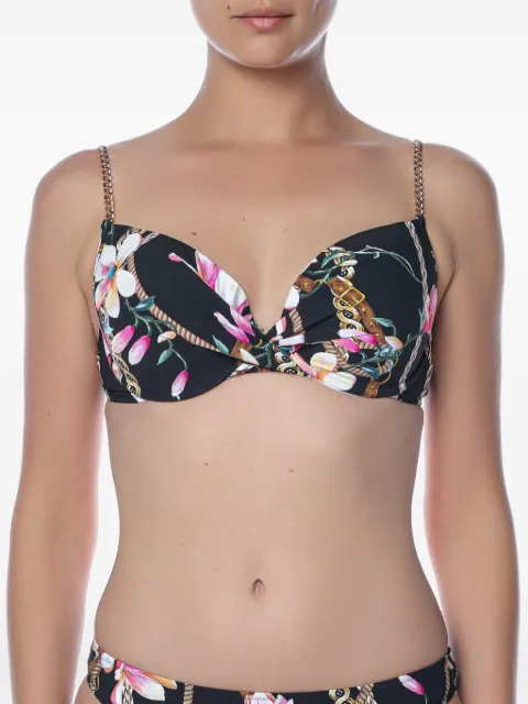 Gottex floral-print chain-link bikini top