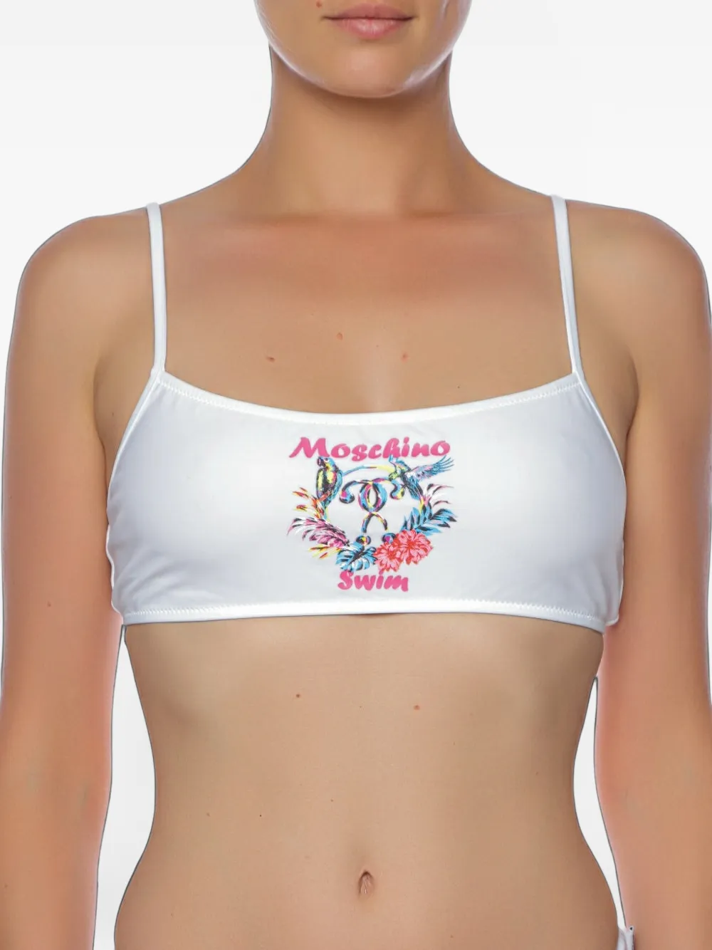 Moschino graphic-print bikini top - Weiß