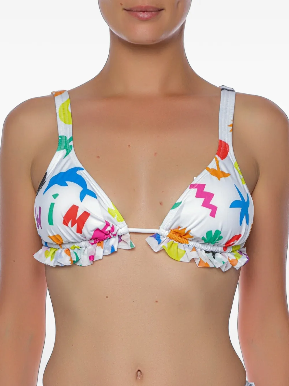 Moschino ruffled-trim bikini top - Weiß