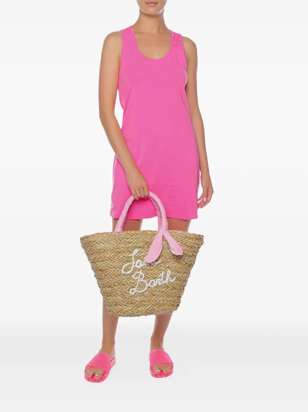 Moschino logo-patch beach mini dress Roze
