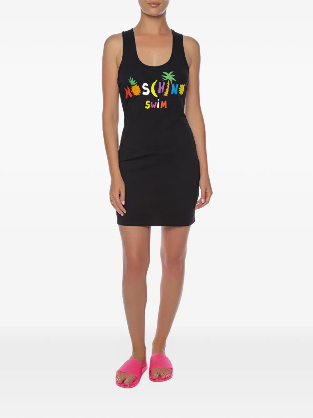 Moschino logo-print racerback mini dress Zwart