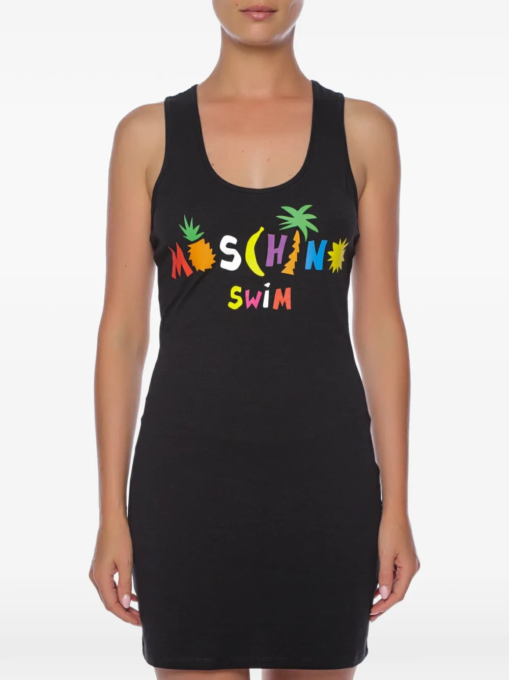 Moschino logo-print racerback mini dress Zwart