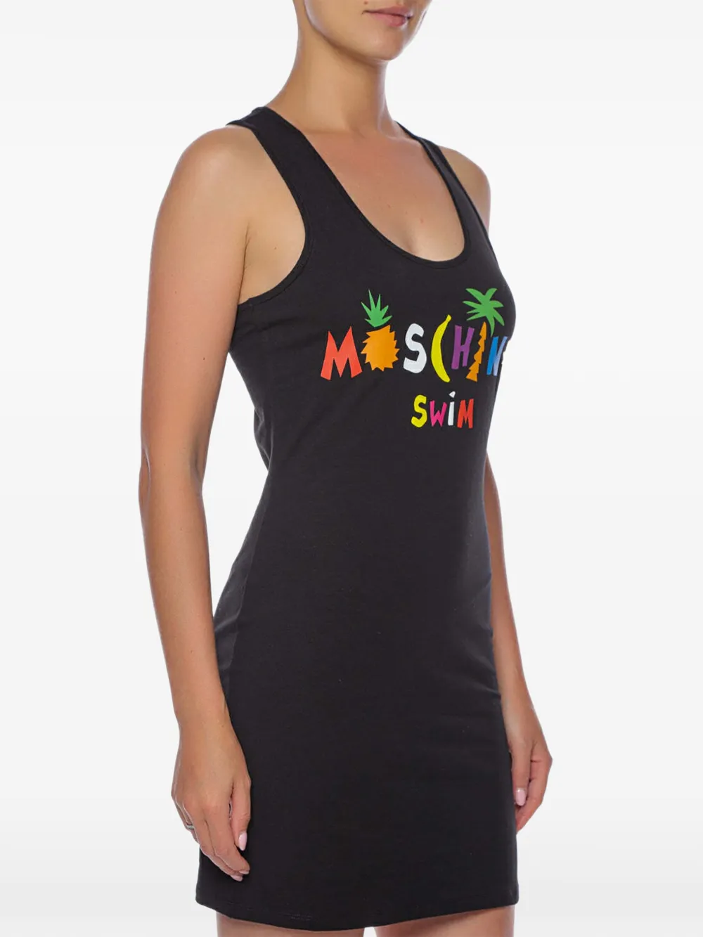 Moschino logo-print racerback mini dress Zwart